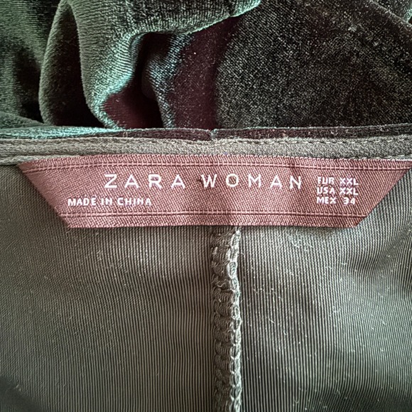 Zara Women Emerald Green Velvet Tie Waist Cardigan Jacket XXL Plus Size Glam - Picture 8 of 10